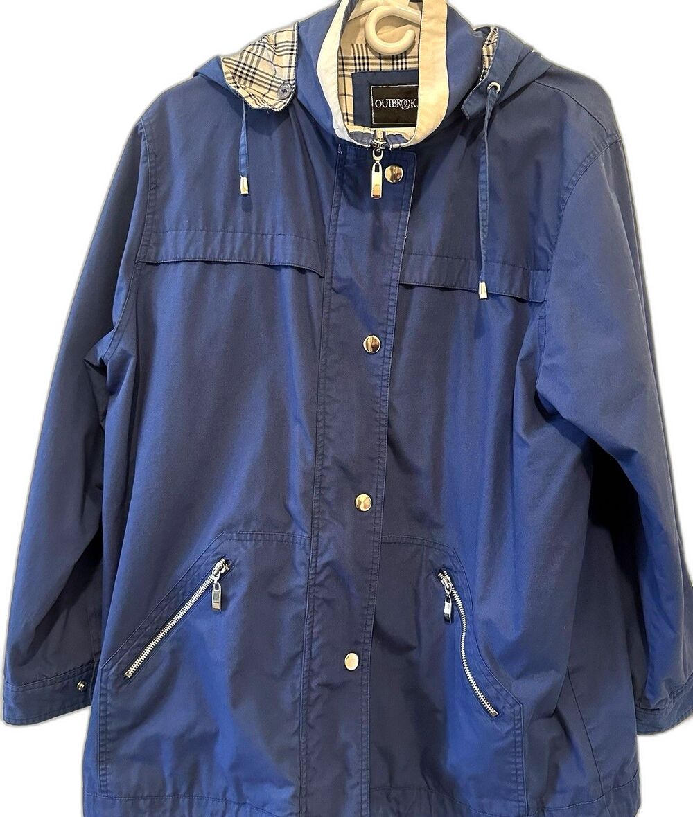 Outbrook Women’s L Blue Hooded Lightweight Jacket Zip Front Pockets